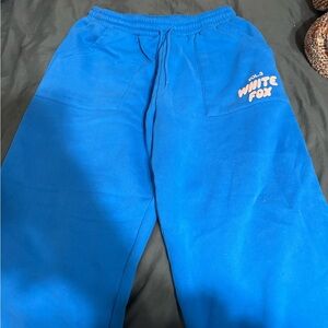 Brand new white fox royal blue sweatpants. Size Large.